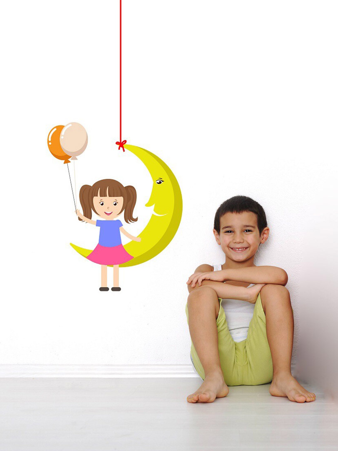 

WALLSTICK Yellow & Blue Little Girl Vinyl Wall Sticker