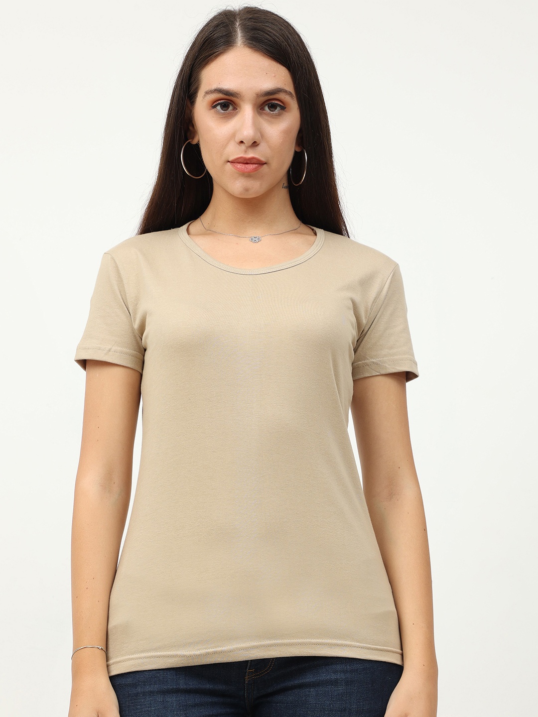 

Fleximaa Women Beige T-shirt