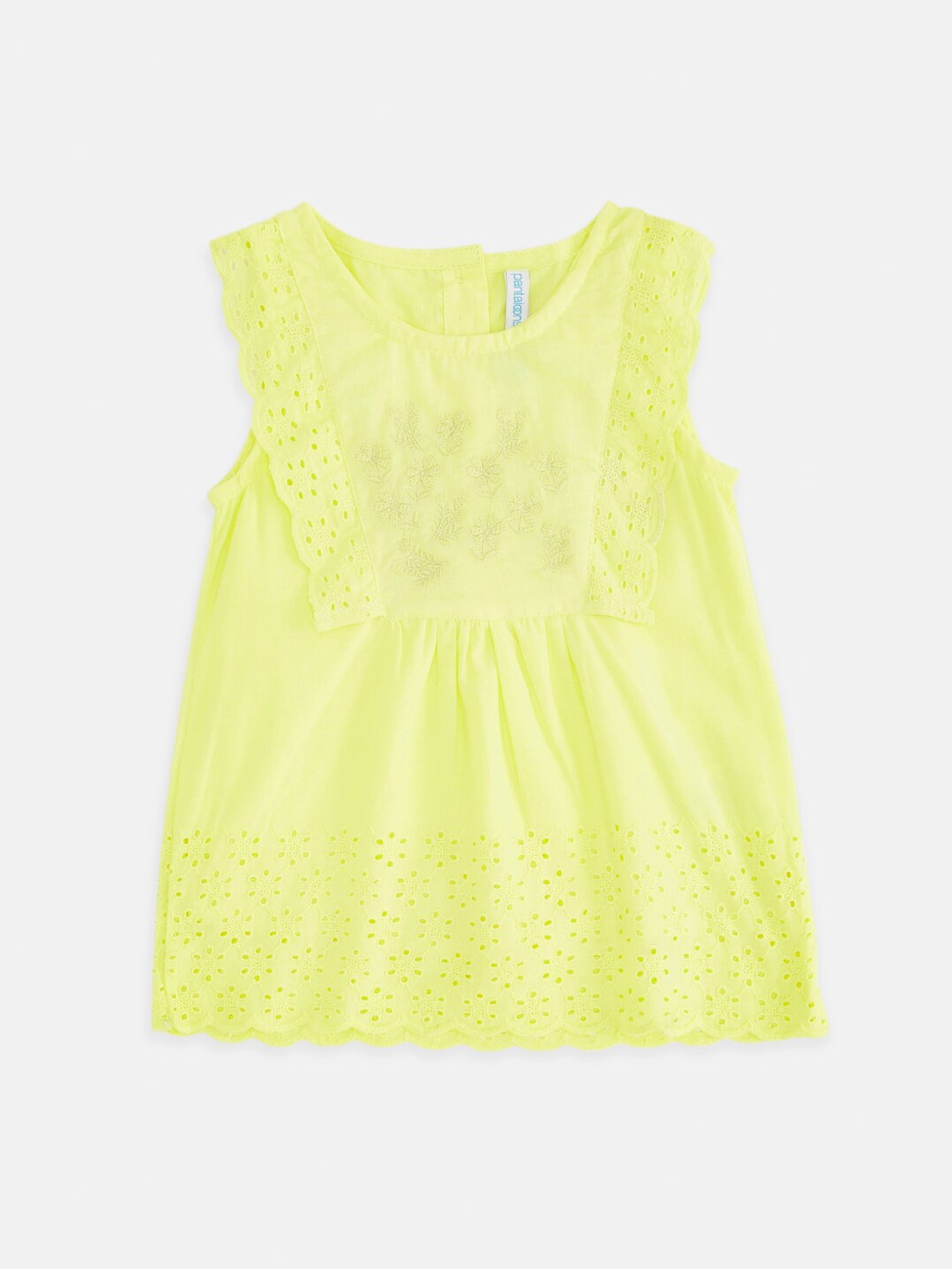 

Pantaloons Baby Girls Yellow Self Design A-line Top