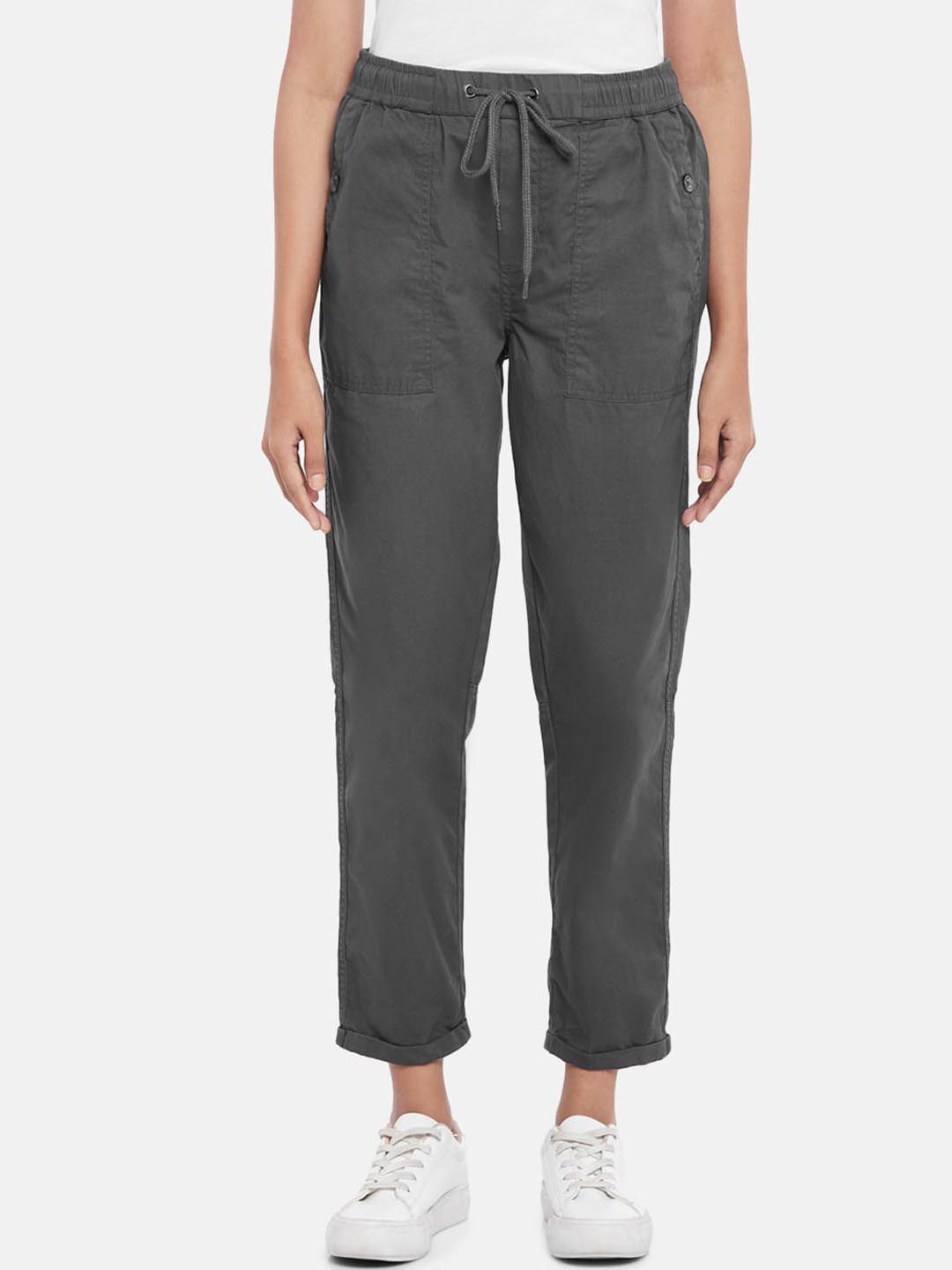 

Honey by Pantaloons Women Grey High-Rise Trousers