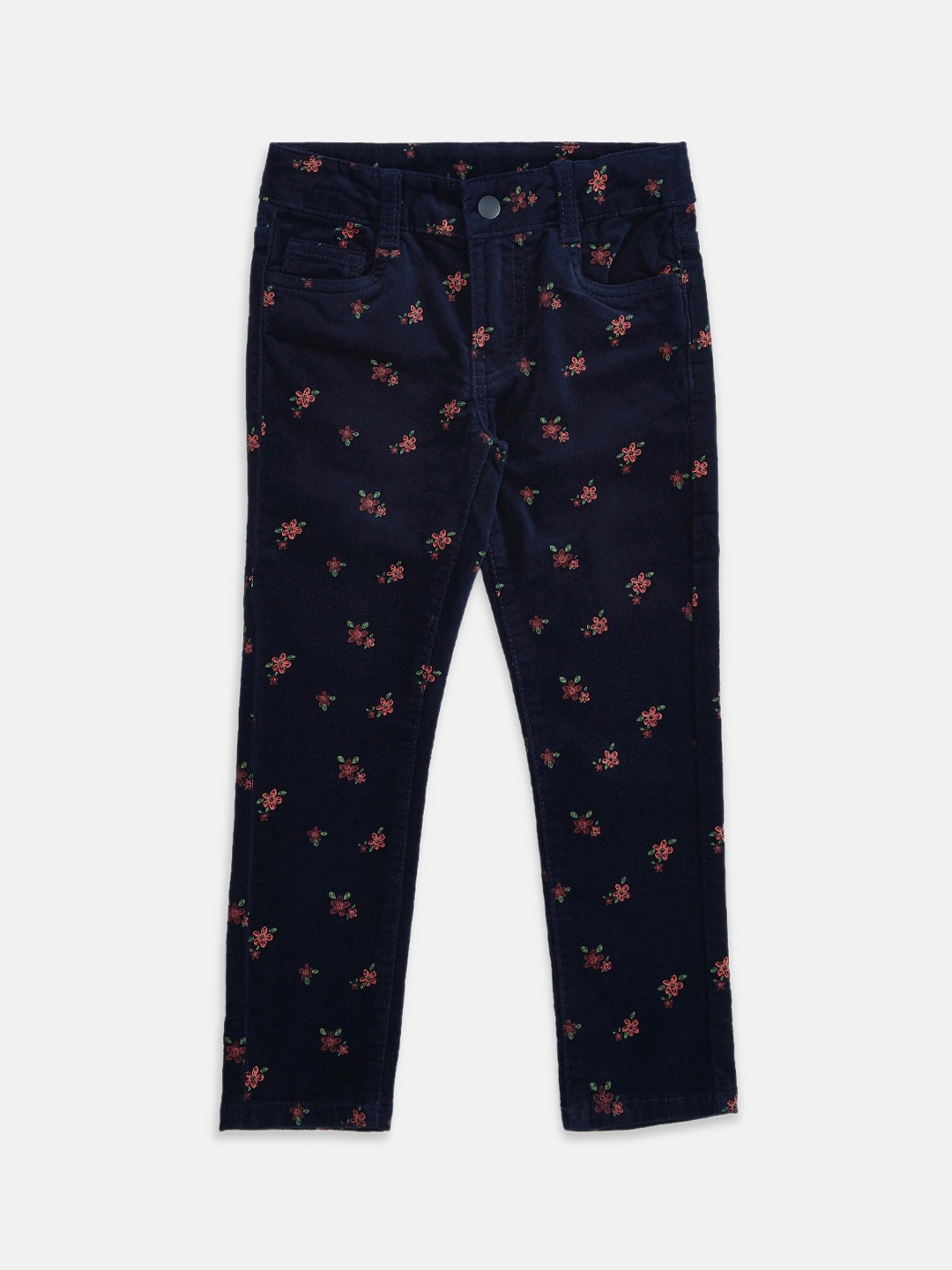 

Pantaloons Junior Girls Navy Blue & Pink Floral Printed Jeans