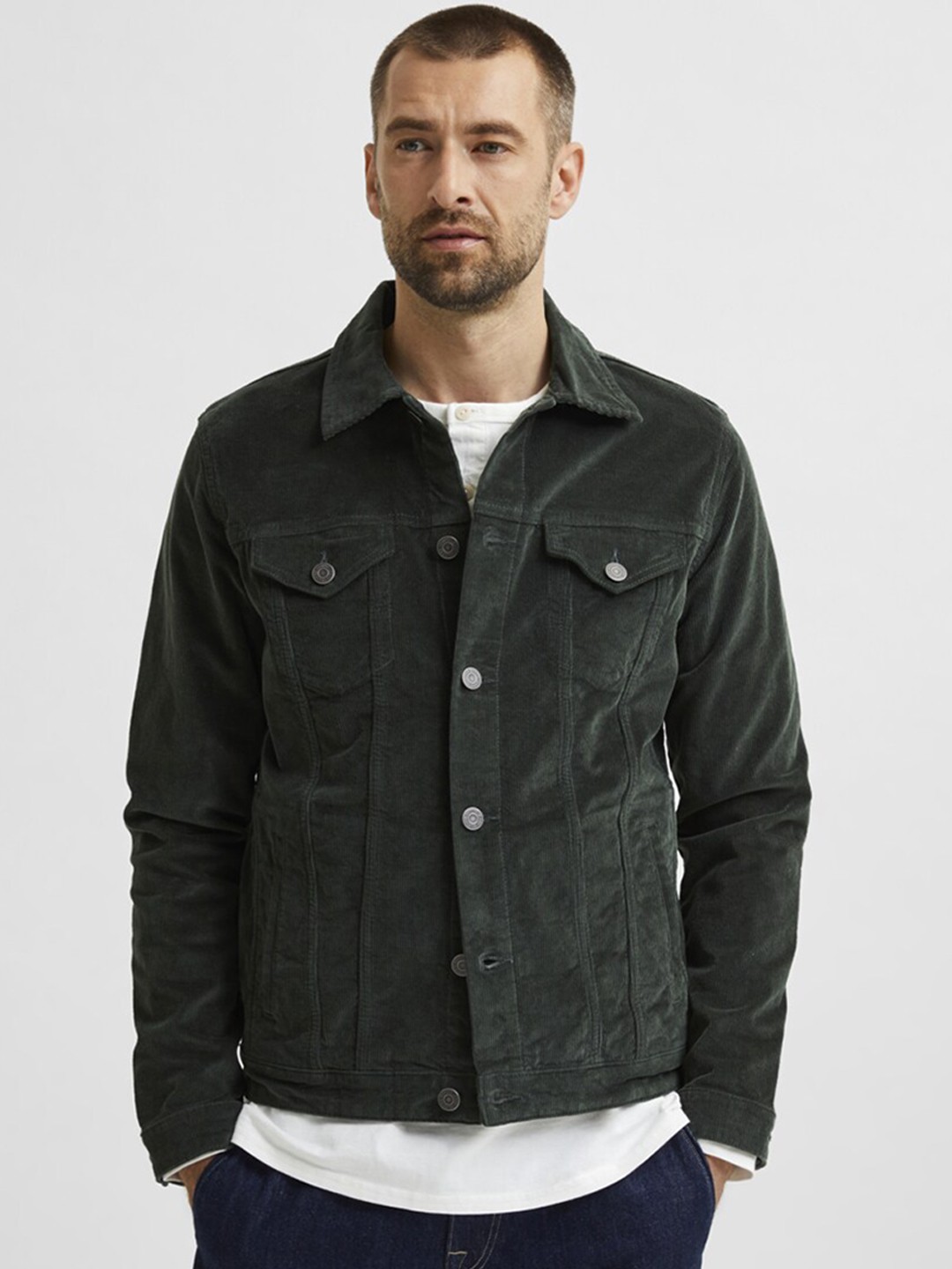 

SELECTED Men Green Denim Jacket