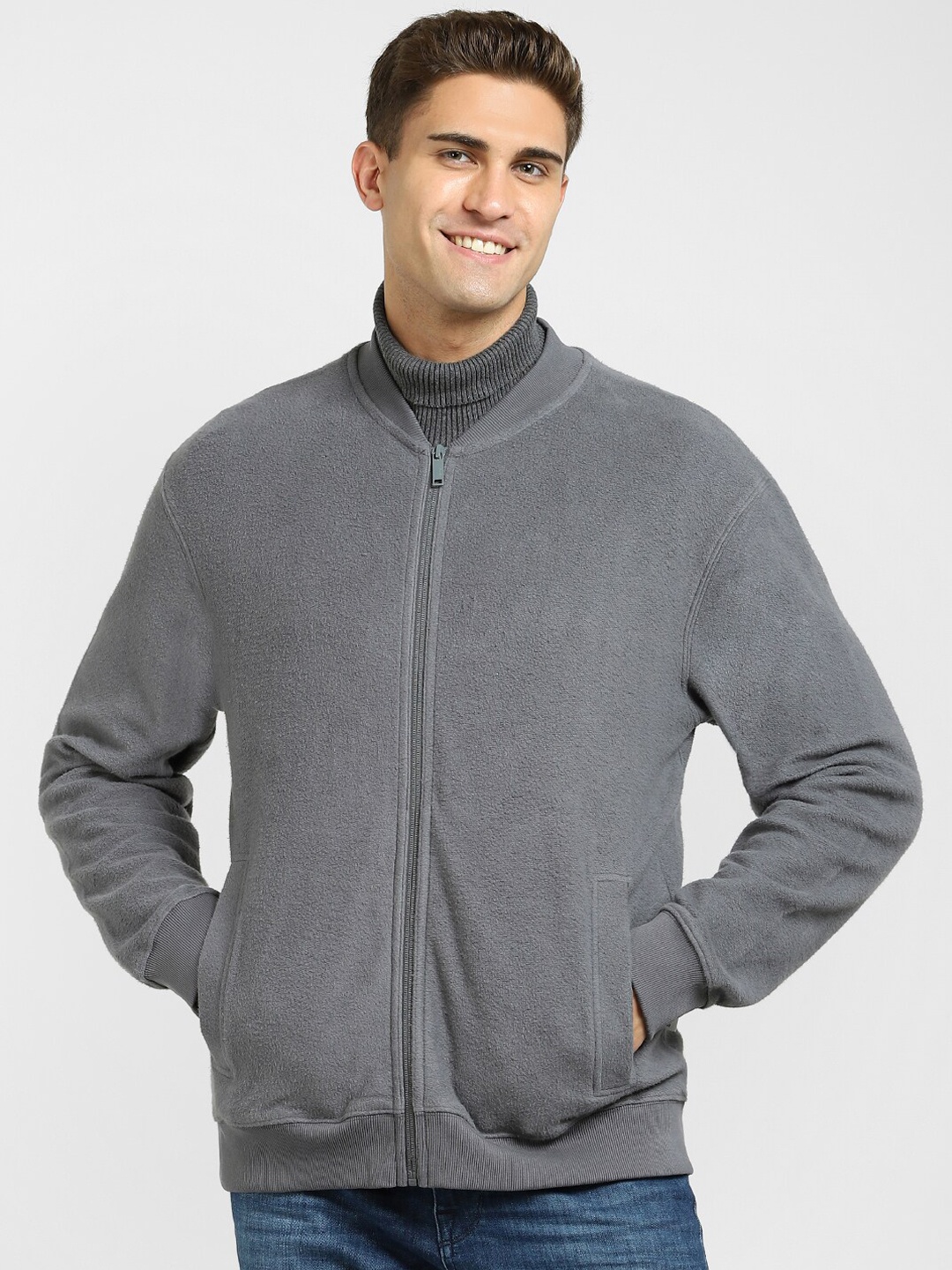 

SELECTED Men Grey Sweat Jacket