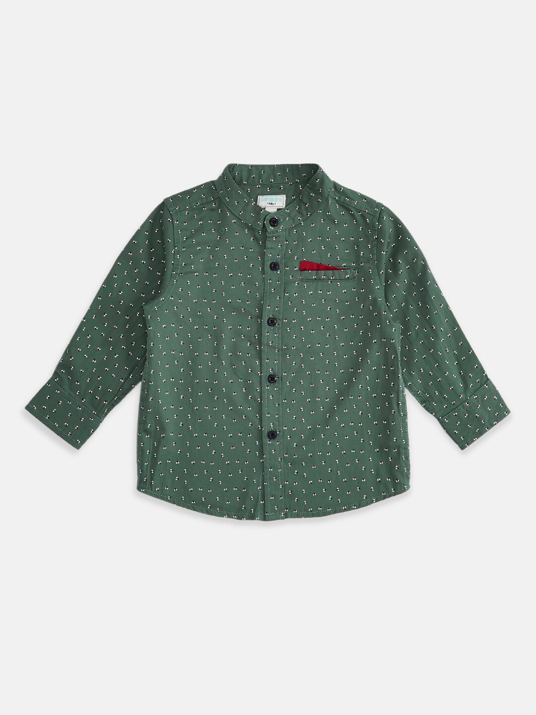 

Pantaloons Baby Boys Olive Green Printed Party Shirt