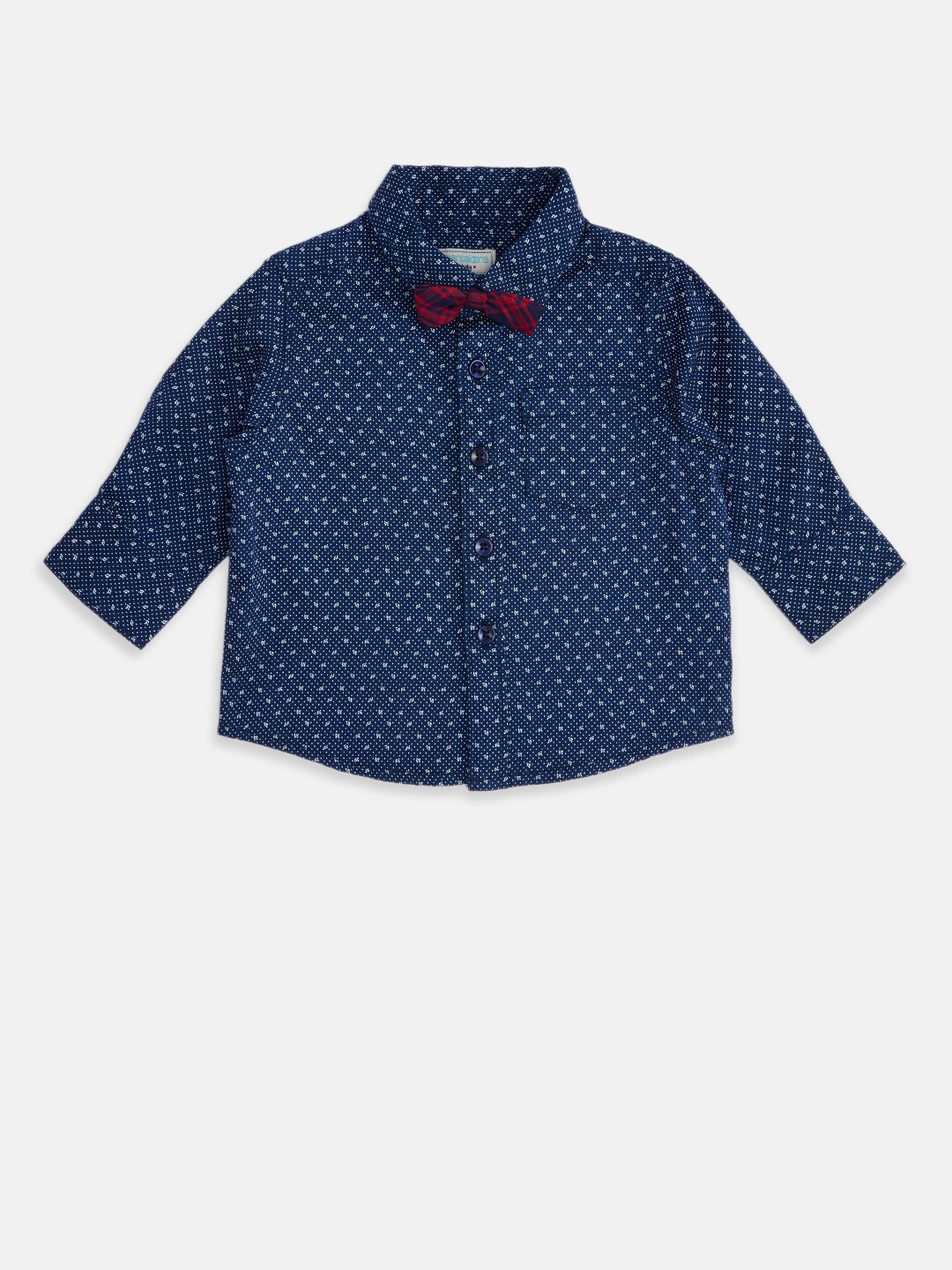 

Pantaloons Baby Boys Navy Blue Printed Party Shirt