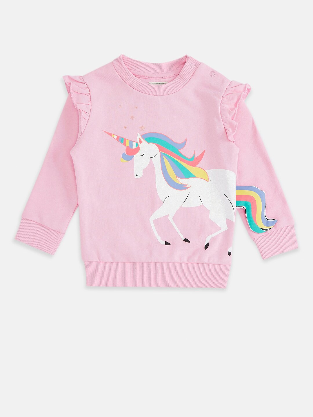 

Pantaloons Baby Girls Pink Unicorn Printed Sweatshirt