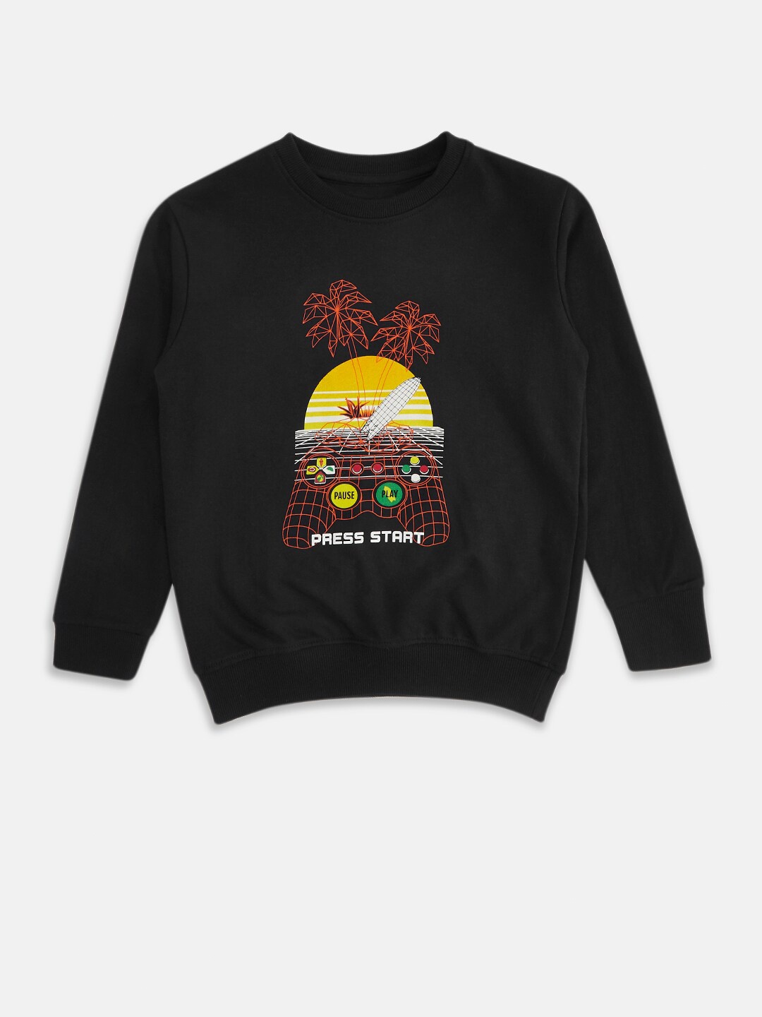 

Pantaloons Junior Boys Black Printed Sweatshirt