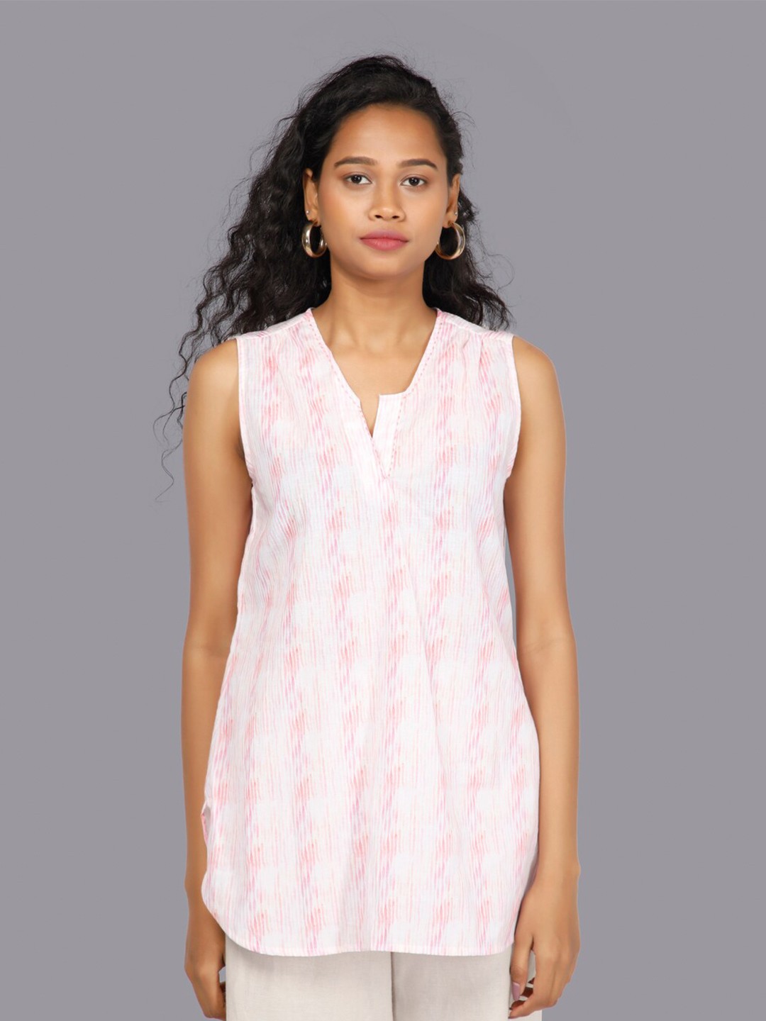 

RENTIYO Pink Striped Organic Cotton Muslin Sleeveless Top
