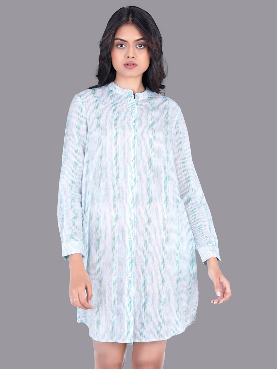 

RENTIYO Blue Striped Shirt Dress