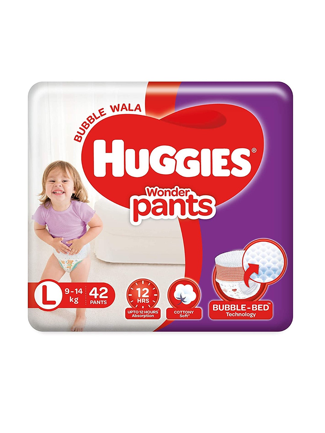 

Huggies 12 Hours Wetness Absorb Bubble Diaper 42 Pants, Red