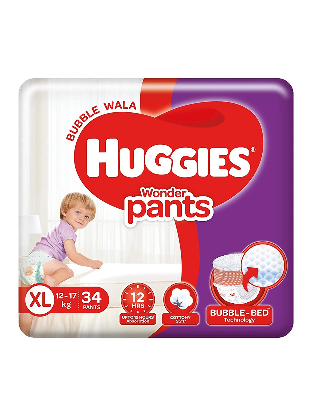 

Huggies Set of 34 XL Diaper Pants, White