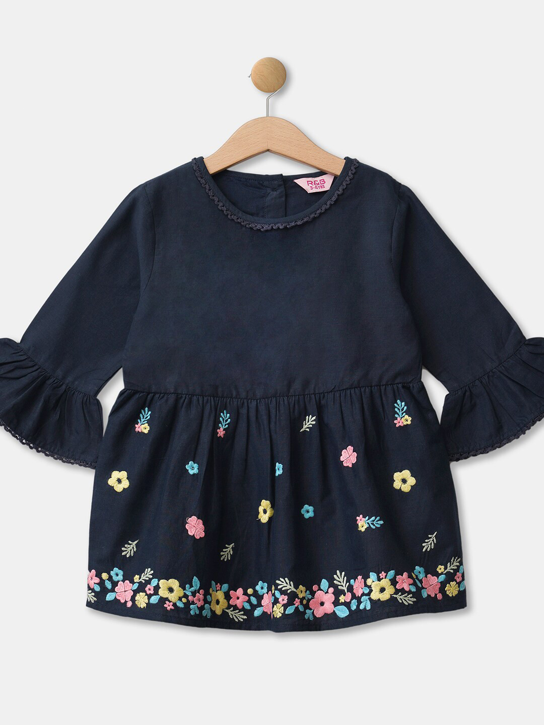 

R&B Girls Blue Floral Printed Pure Cotton Top