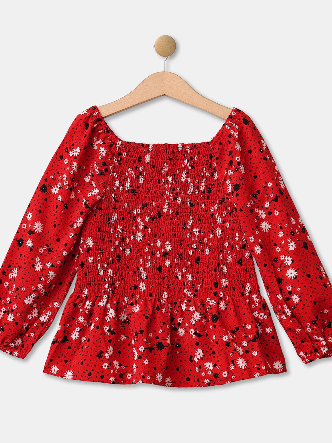 

R&B Kids Girls Red & Black Floral Print Top