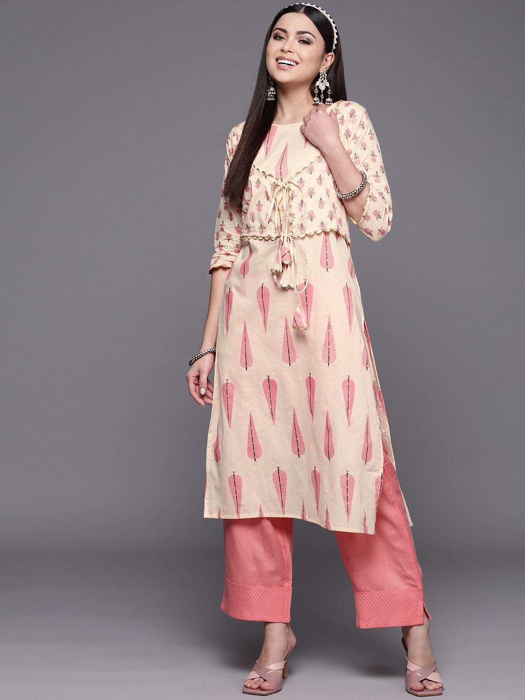 

Ahalyaa Women Off White Ethnic Motifs Pure Cotton Printed Kurta
