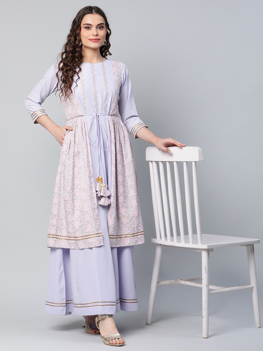 

Ahalyaa Women Lavender Party wear Maxi Dress