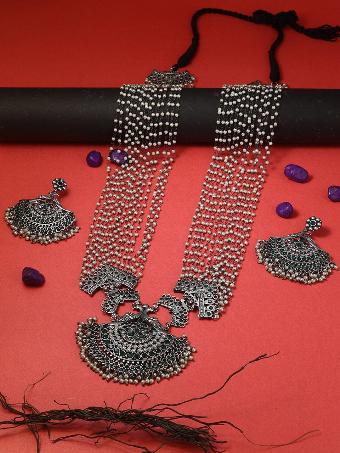

Adwitiya Collection Women Oxidised Silver-Plated Jewellery Set
