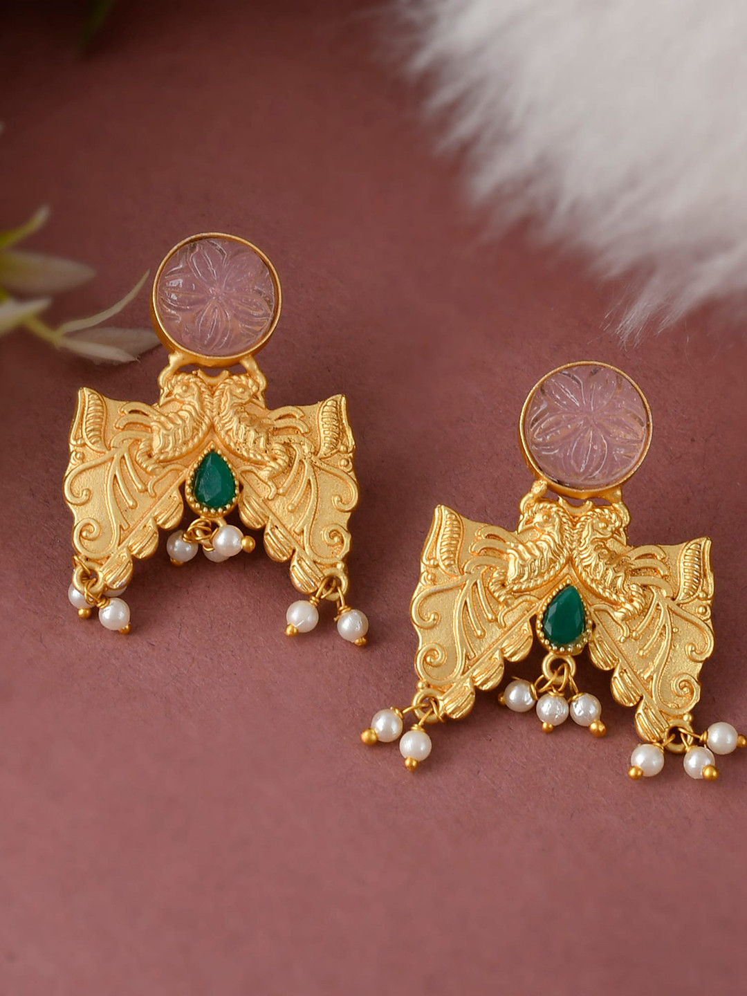 

DASTOOR Gold-Toned Contemporary Jhumkas Earrings