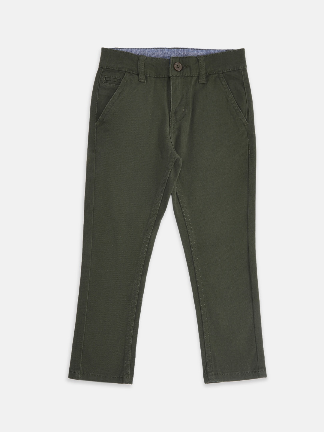 

Pantaloons Junior Boys Olive Green Woven Chinos Trousers