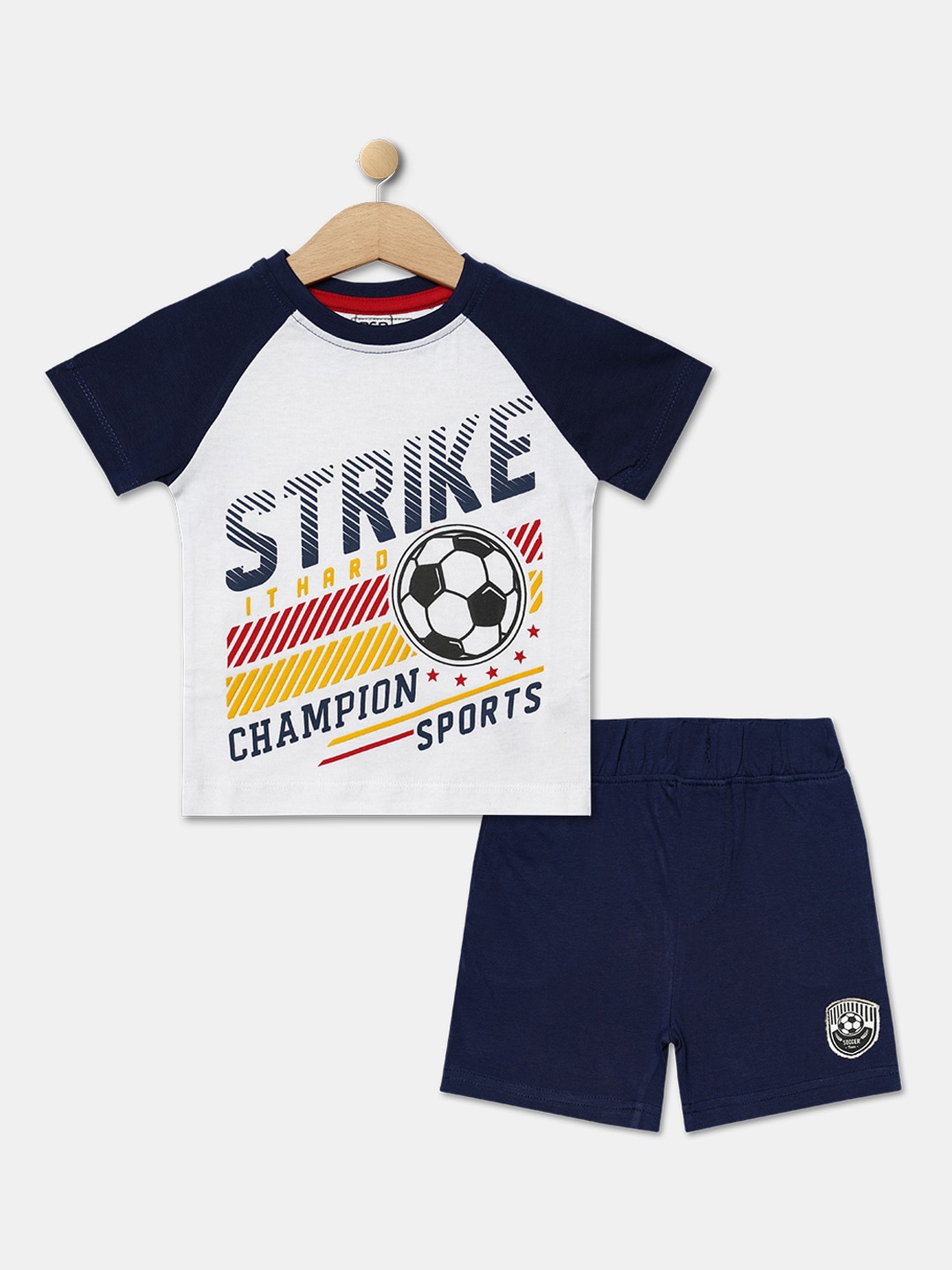 

R&B Boys White & Blue Printed T-shirt with Shorts