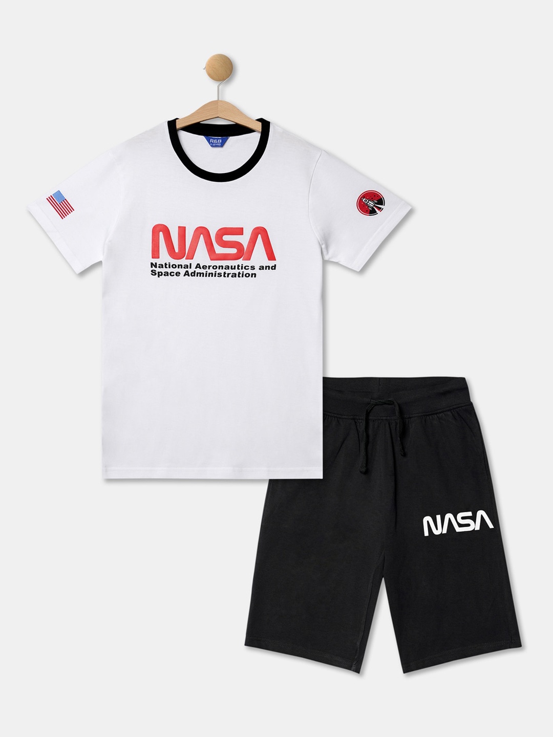 

R&B Boys White & Red Printed T-shirt with Shorts