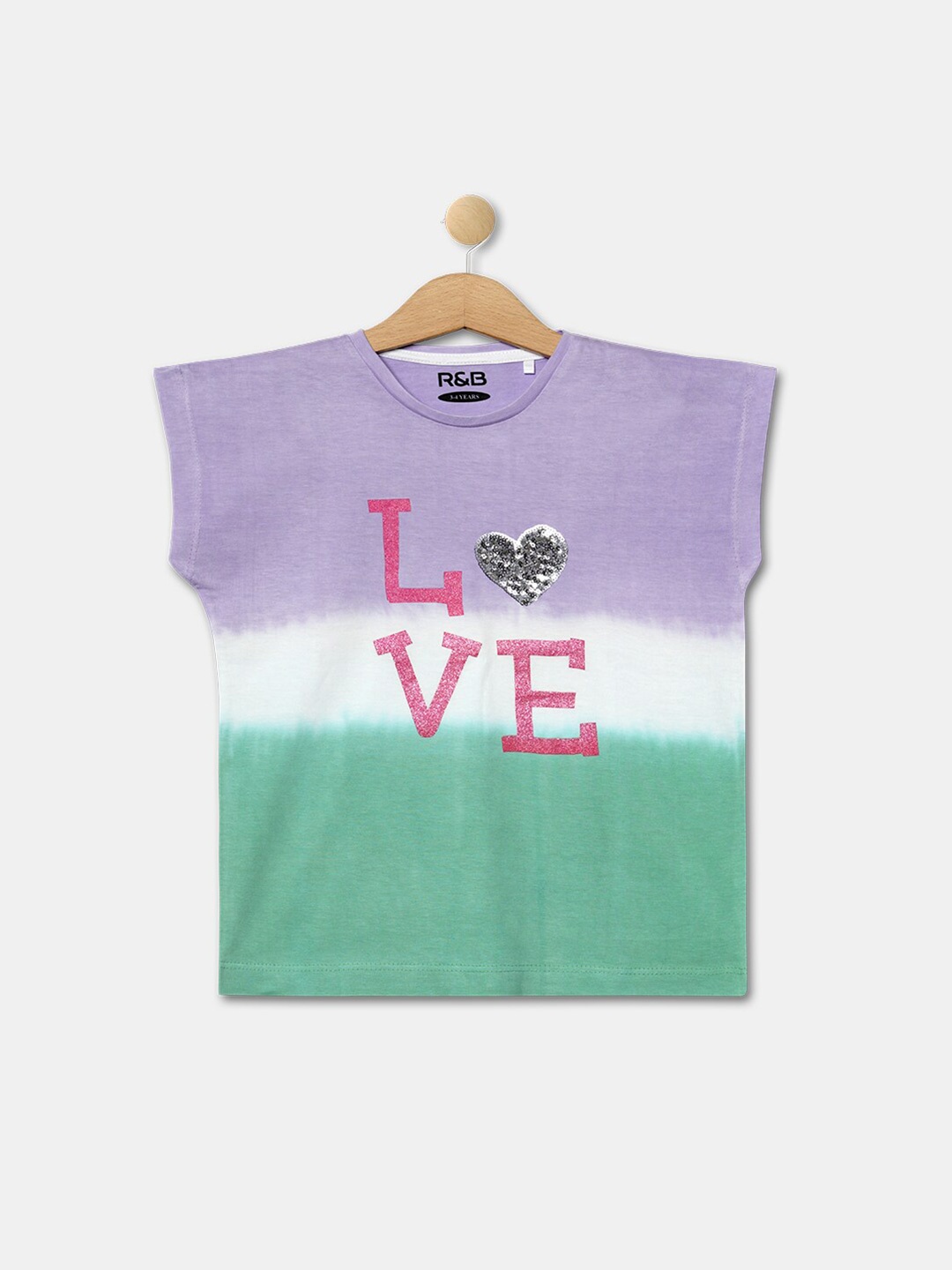 

R&B Girls Purple & Green Tie and Dye Dyed T-shirt
