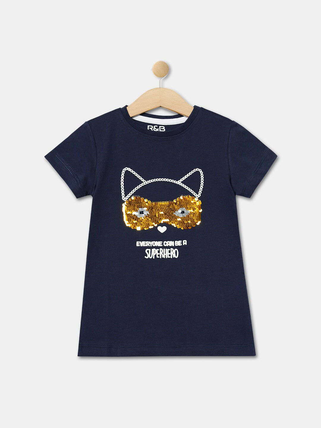 

R&B Girls Blue Printed Applique T-shirt