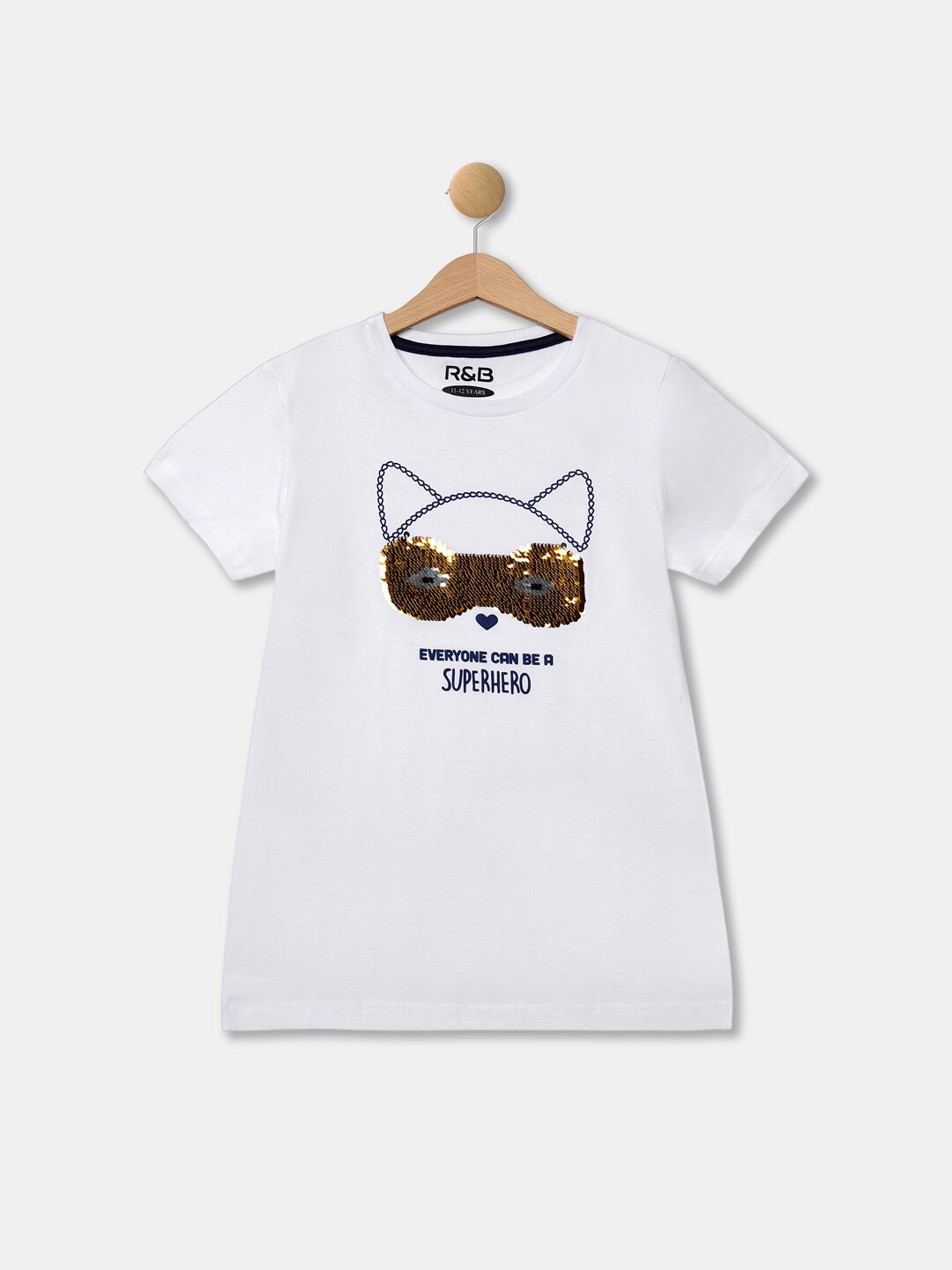 

R&B Girls White Printed Applique T-shirt