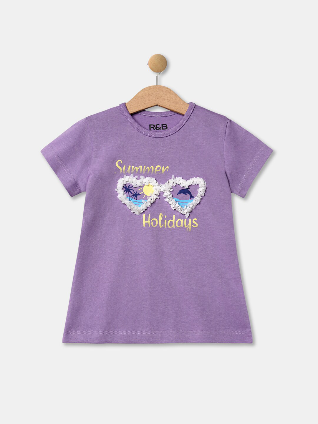

R&B Girls Purple Printed T-shirt