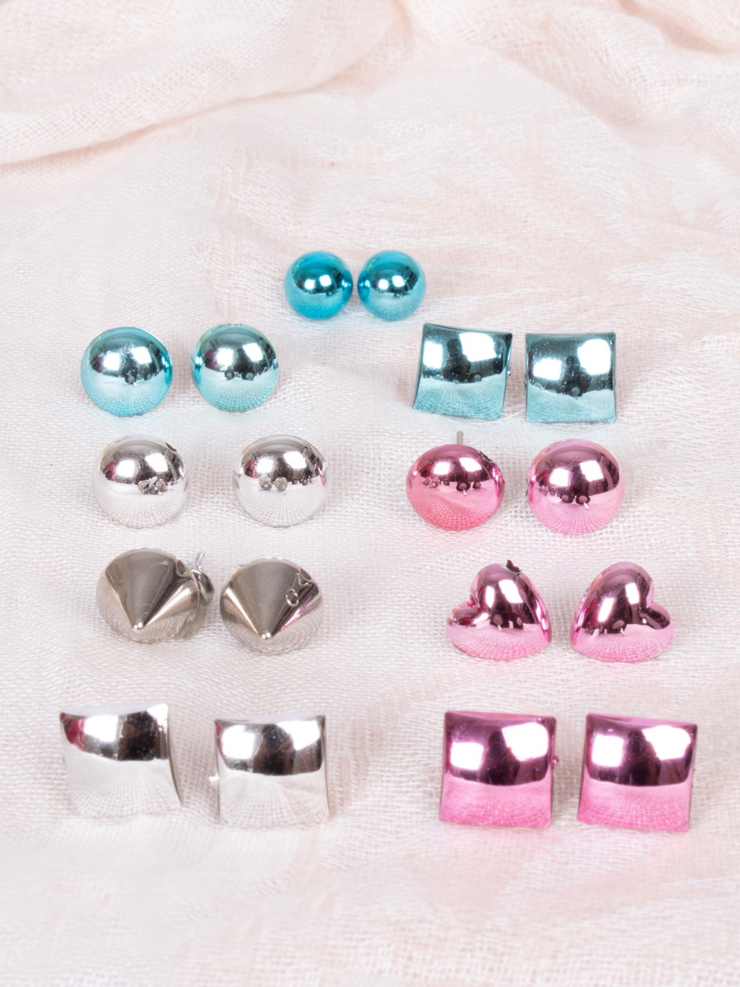 

Ayesha Pink & Blue Contemporary Studs Earrings