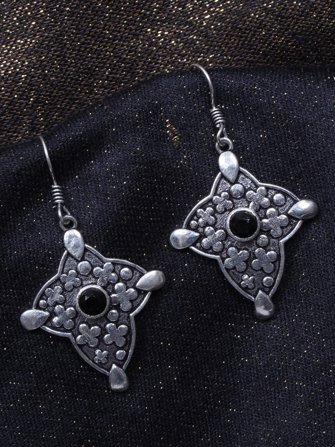 

Ayesha Silver-Toned Contemporary Drop Earrings