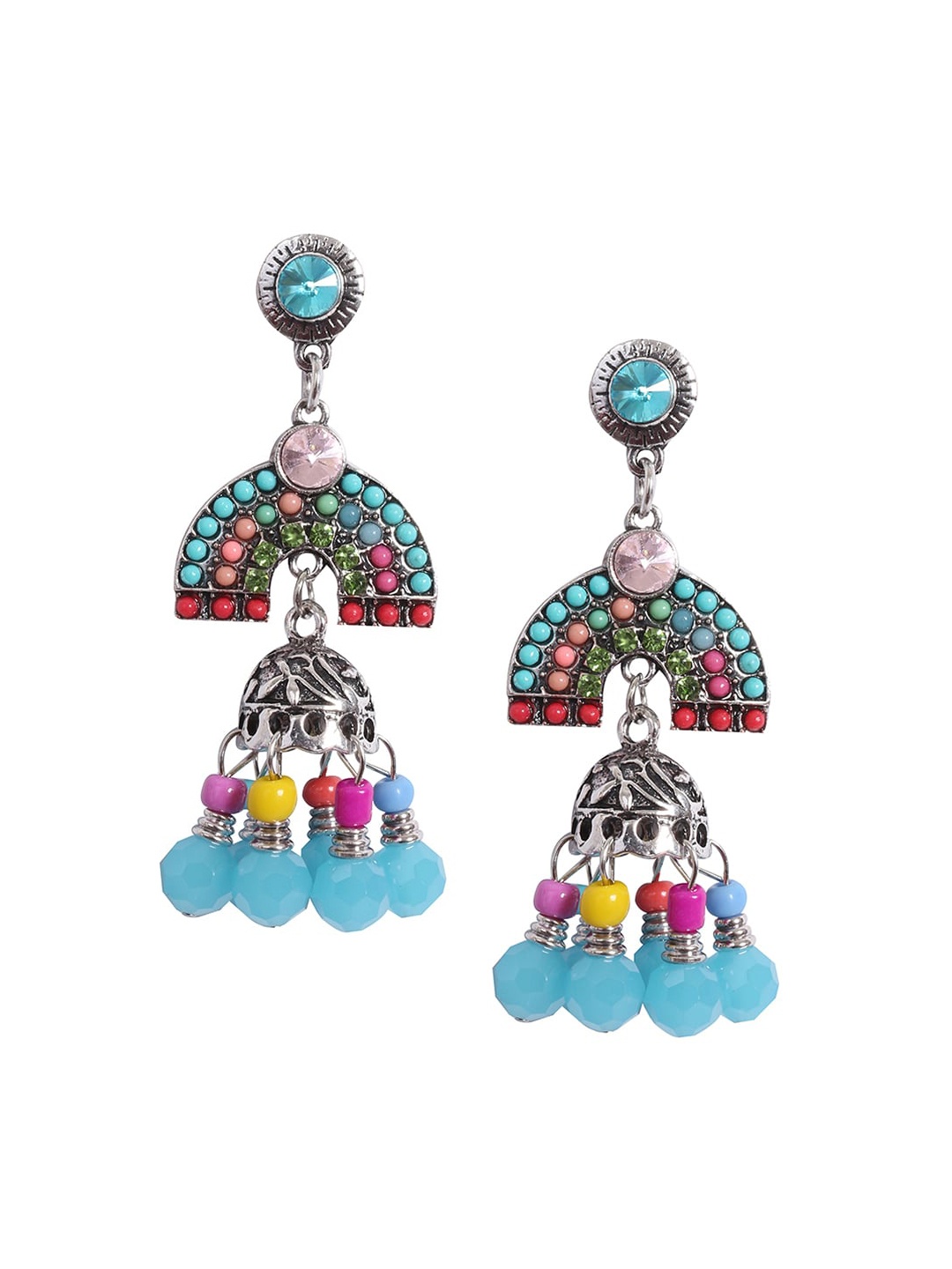 

Ayesha Women Multicoloured Contemporary Jhumkas Earrings, Pink