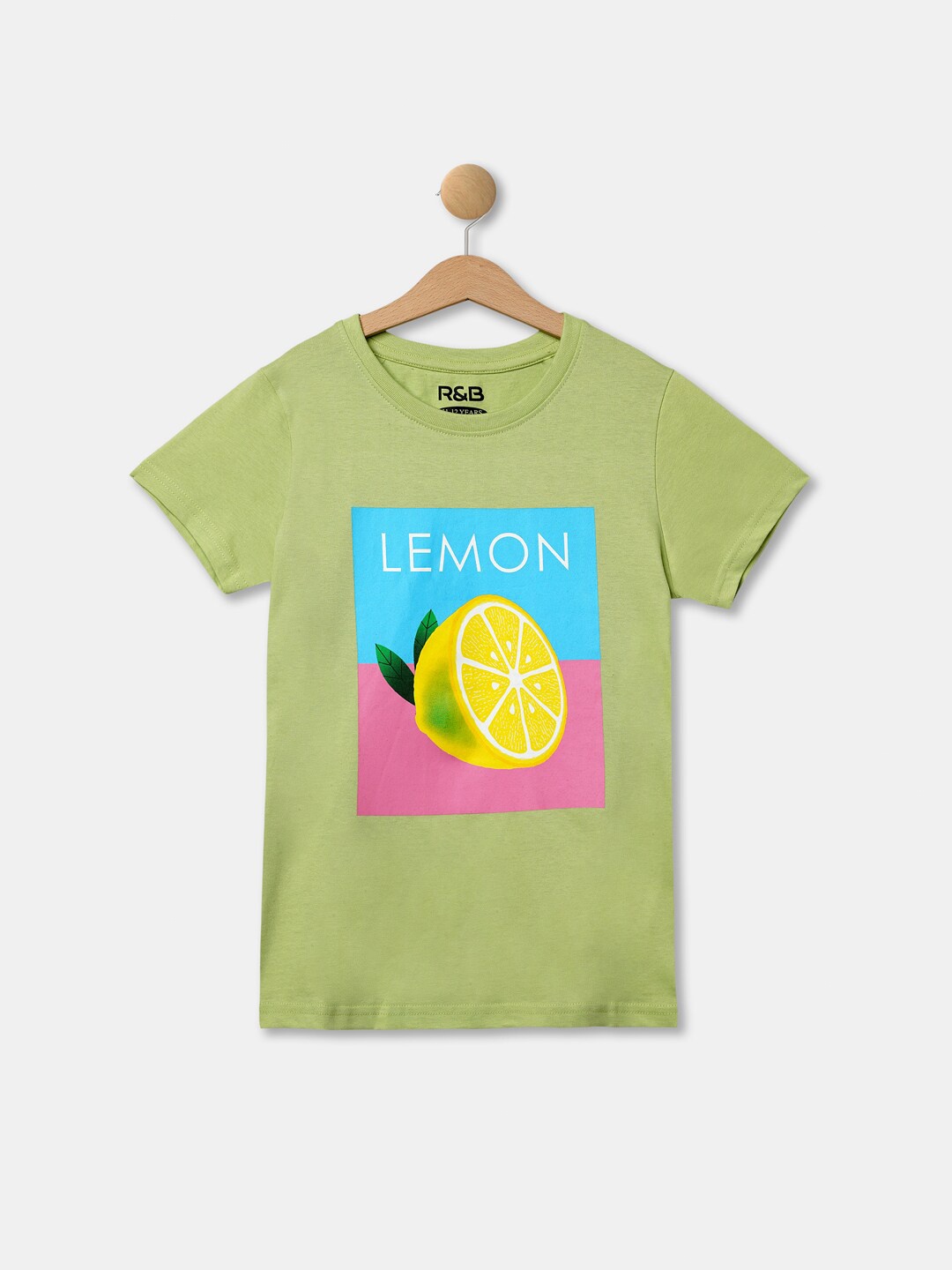 

R&B Kids Girls Green Printed Applique T-shirt