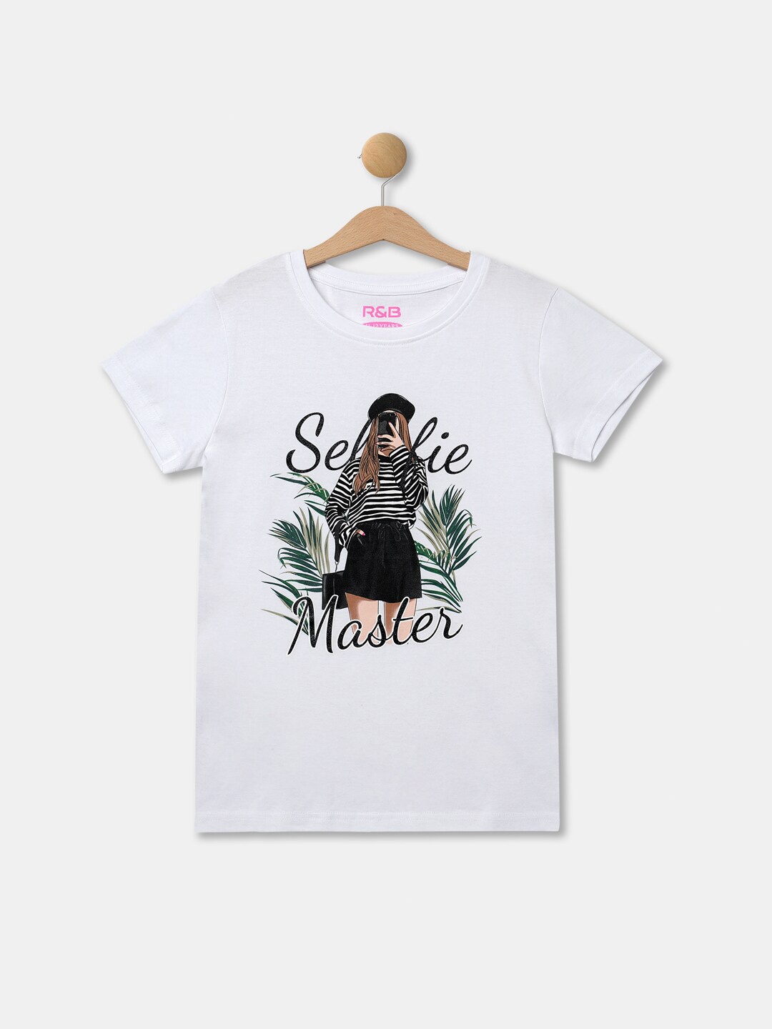 

R&B Girls White Printed T-shirt