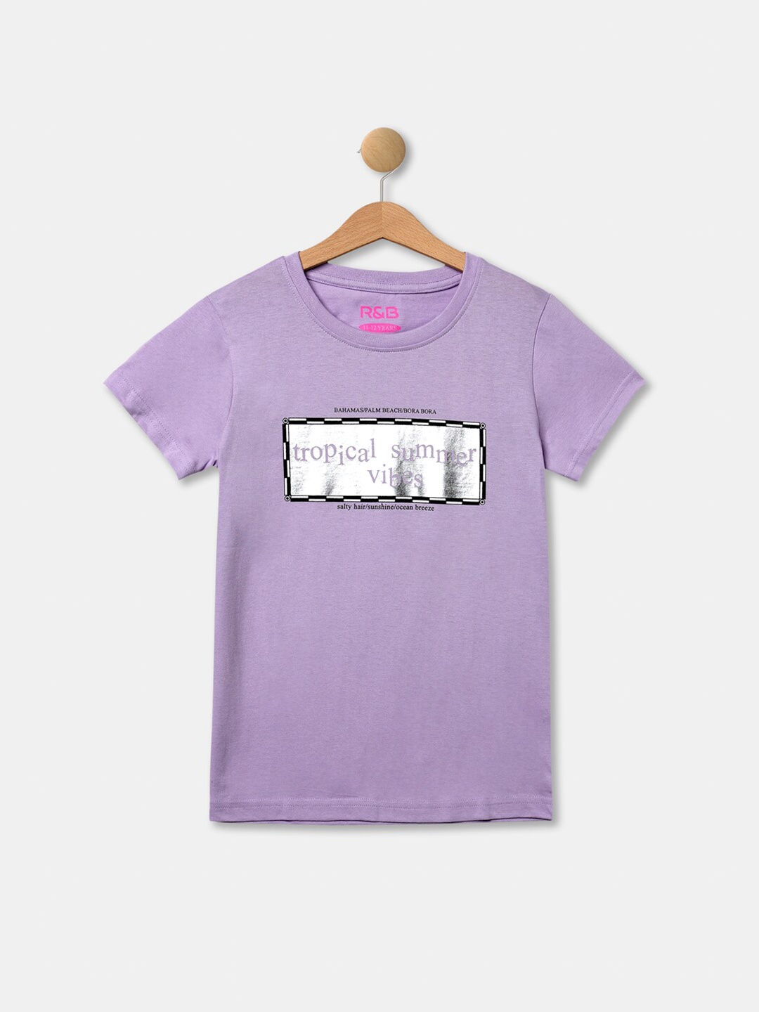 

R&B Girls Purple Typography Printed T-shirt