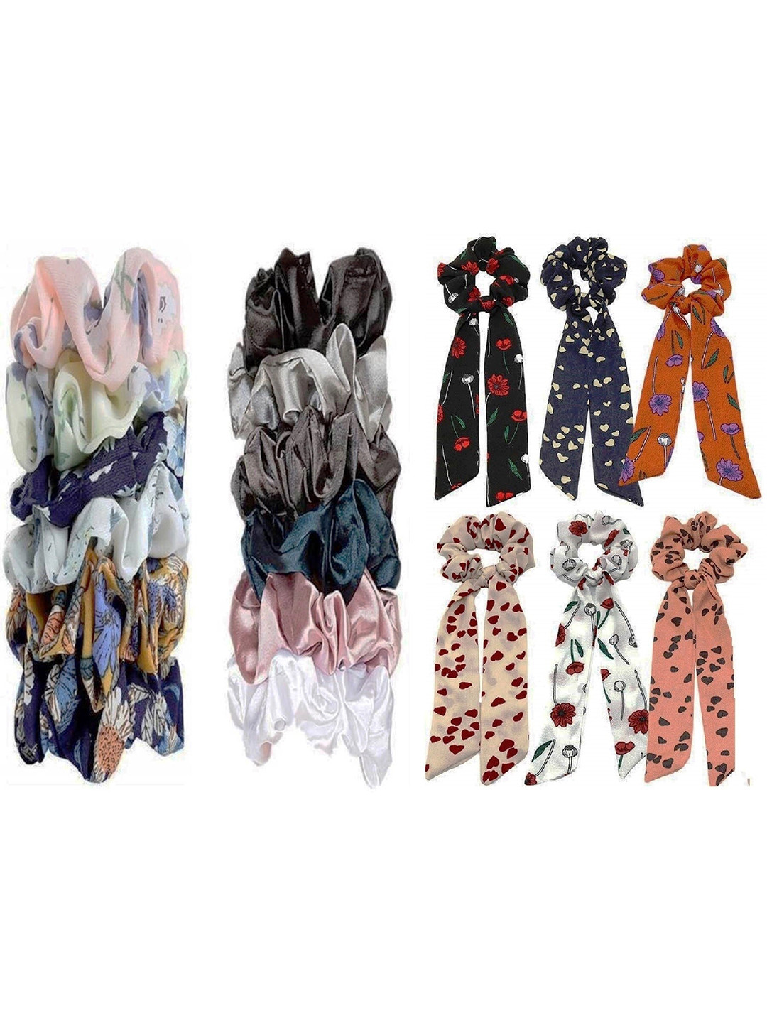 

DIAN Multicolor Pack of 18 Ribbon Scrunchies, Green
