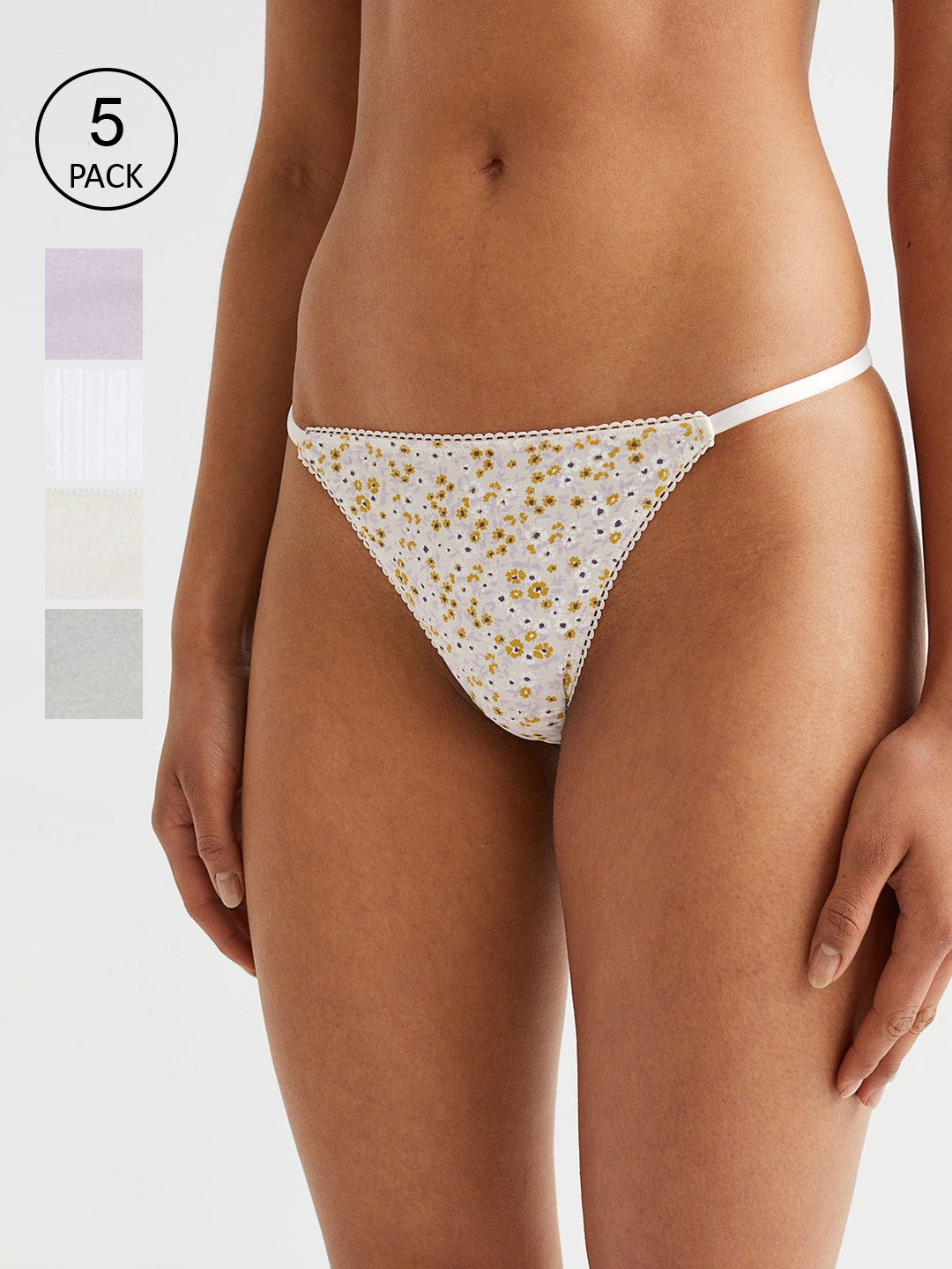 

H&M Women Multicoloured 5-Pack Jersey Thong Briefs, Multi