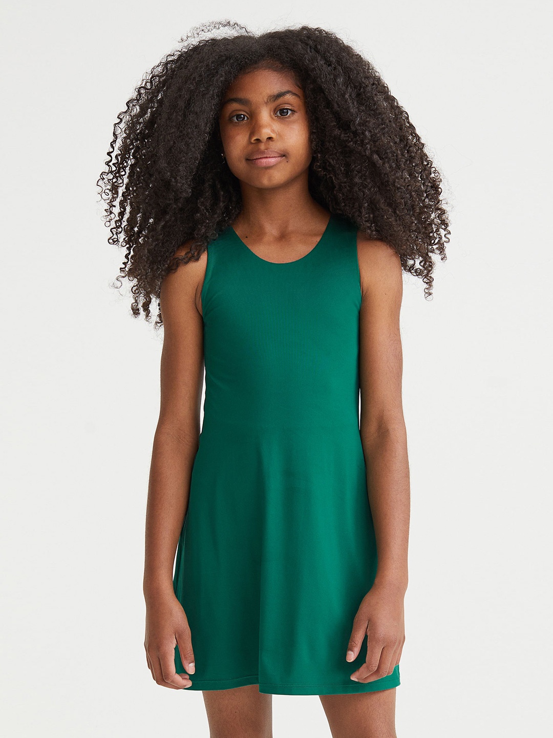 

H&M Girls Green Solid Sports Dress With Cycling Shorts