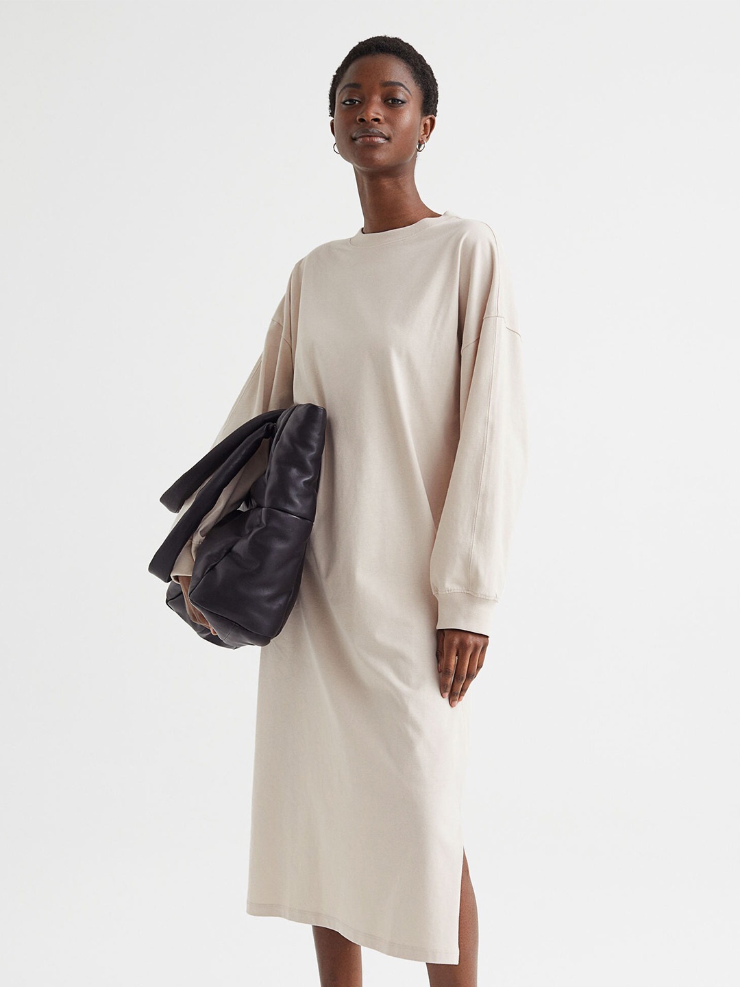 

H&M Women Beige Sweatshirt Dress