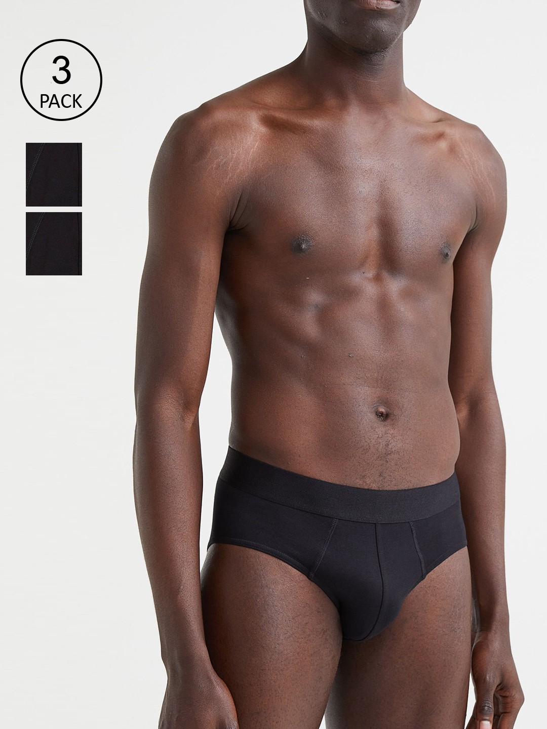 

H&M Men Black 3-Pack Cotton Briefs