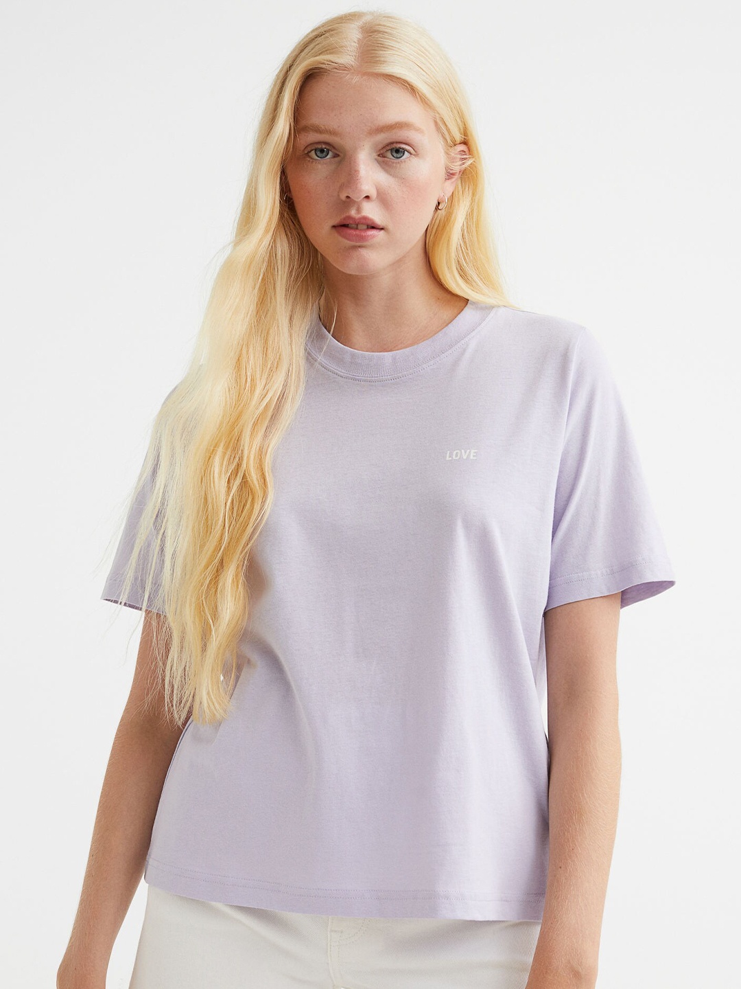 

H&M Women Purple Text-Print T-shirt