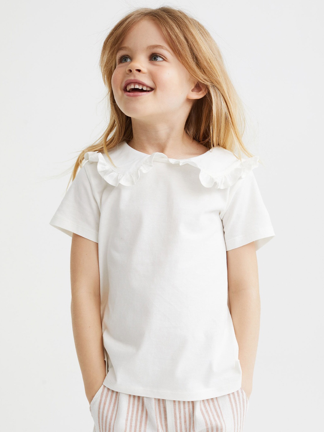 

H&M Girls White Collared T-shirt