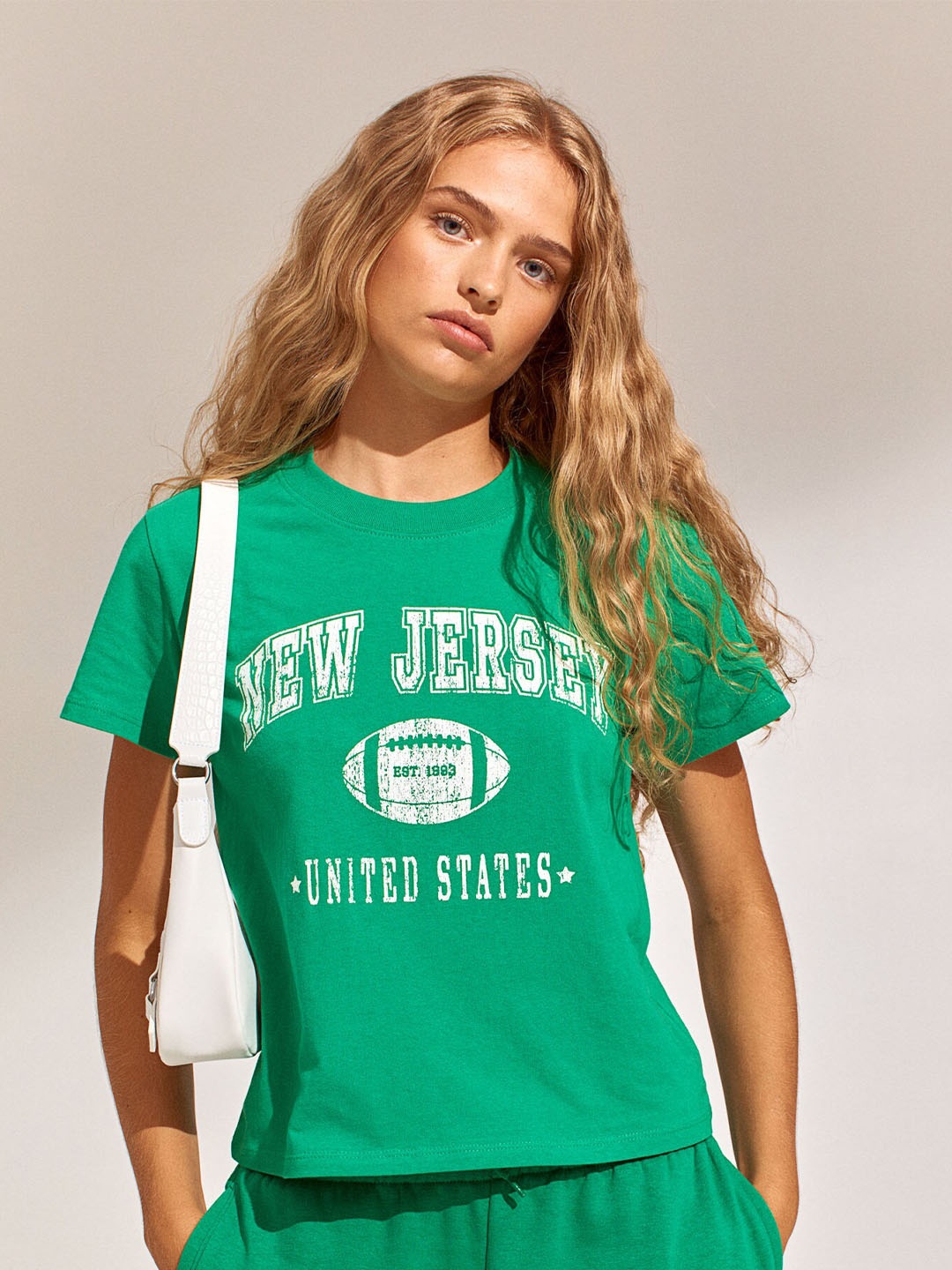 

H&M Women Green Cotton Printed T-shirt