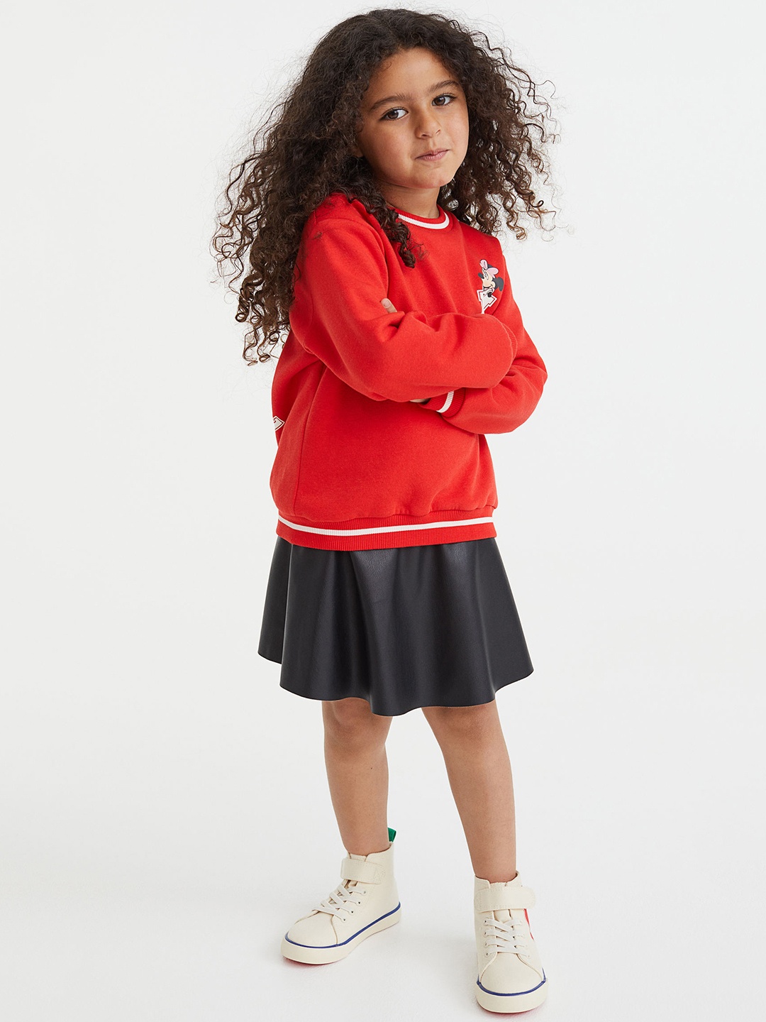 

H&M Girls Black Solid Knee Length A-Line Skirt