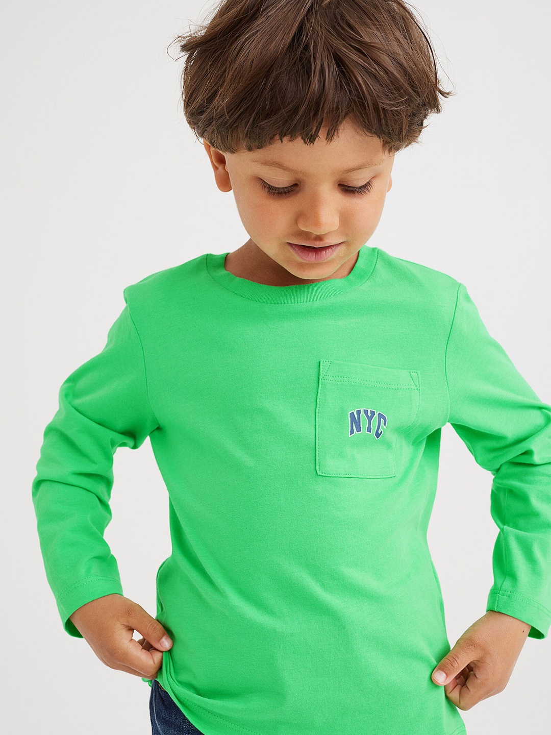 

H&M Boys Green Pocket-Detail Jersey Top