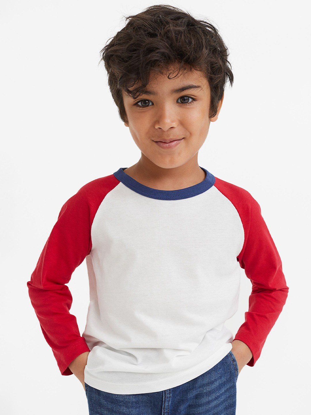 

H&M Boys Pack Of 3 Colourblocked Cotton Jersey Tops, Blue