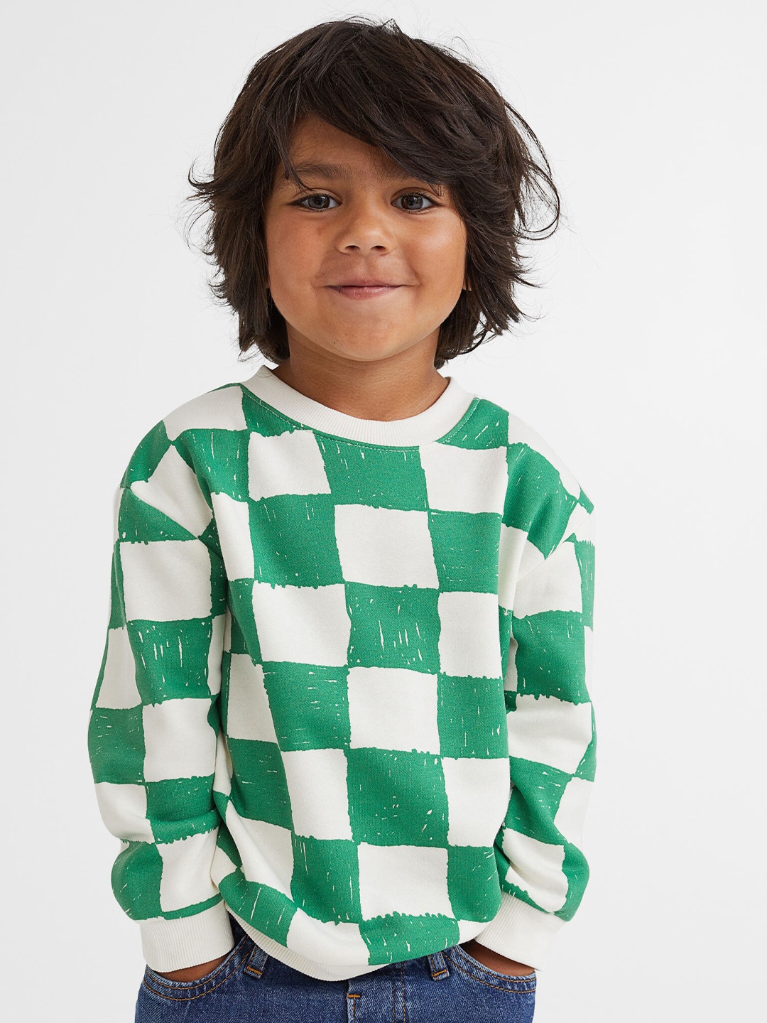 

H&M Boys Green & White Sweatshirt