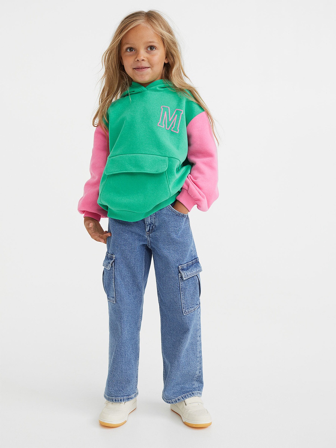 

H&M Girls Green & Pink Printed Hoodie