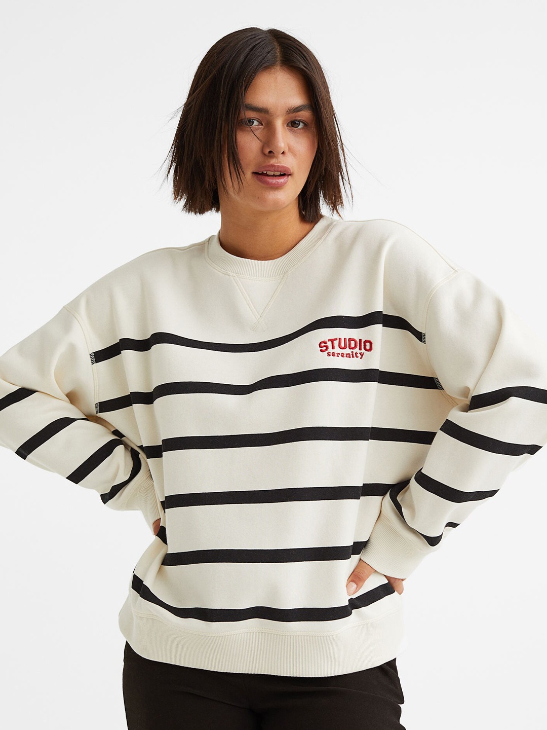 

H&M Women White Printed Sweatshirt