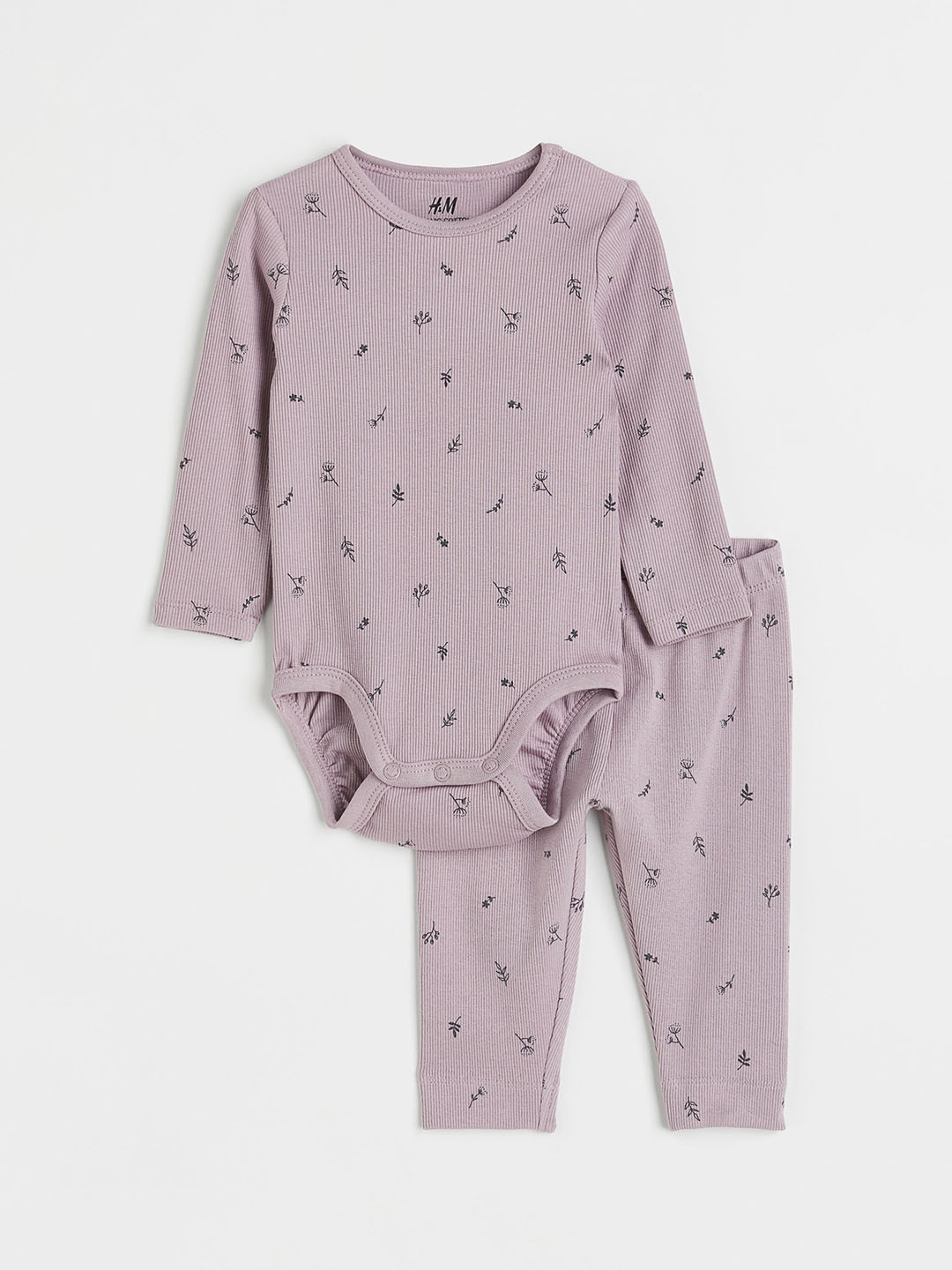 

H&M Girls Purple Ribbed Cotton Set