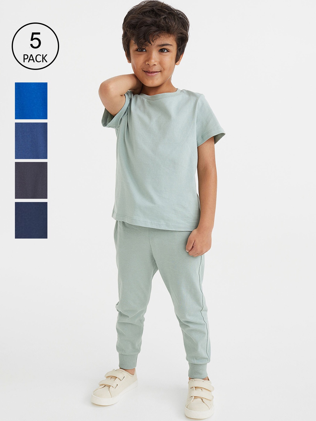 

H&M Boys 5-Pack Cotton Jersey Joggers, Multi